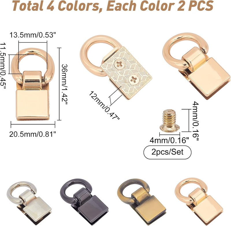 comfrt 8 Pack Suspension Clasp for Purse, 4 Colors Metal Bag Side Clip Buckle Handbag Chain Strap Connector Hardware Wallet Clutch Lanyard Clasp DIY Leather Craft Bag Making Accessories, 1.4x0.8 Inch - Image 3