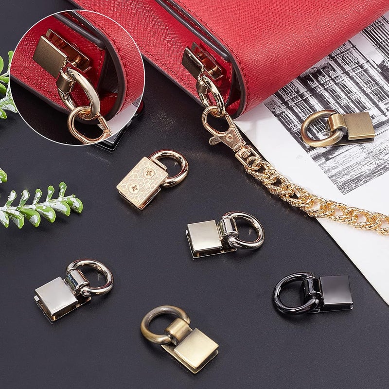 comfrt 8 Pack Suspension Clasp for Purse, 4 Colors Metal Bag Side Clip Buckle Handbag Chain Strap Connector Hardware Wallet Clutch Lanyard Clasp DIY Leather Craft Bag Making Accessories, 1.4x0.8 Inch - Image 2