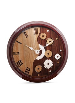 KOHE 16 Inch Quartz Wall Clock – Round Silent Dual Colour Dial Face Analog Clock for Living Room, Office, Kitchen & Dining Room (Rosewood) (Rosewood)