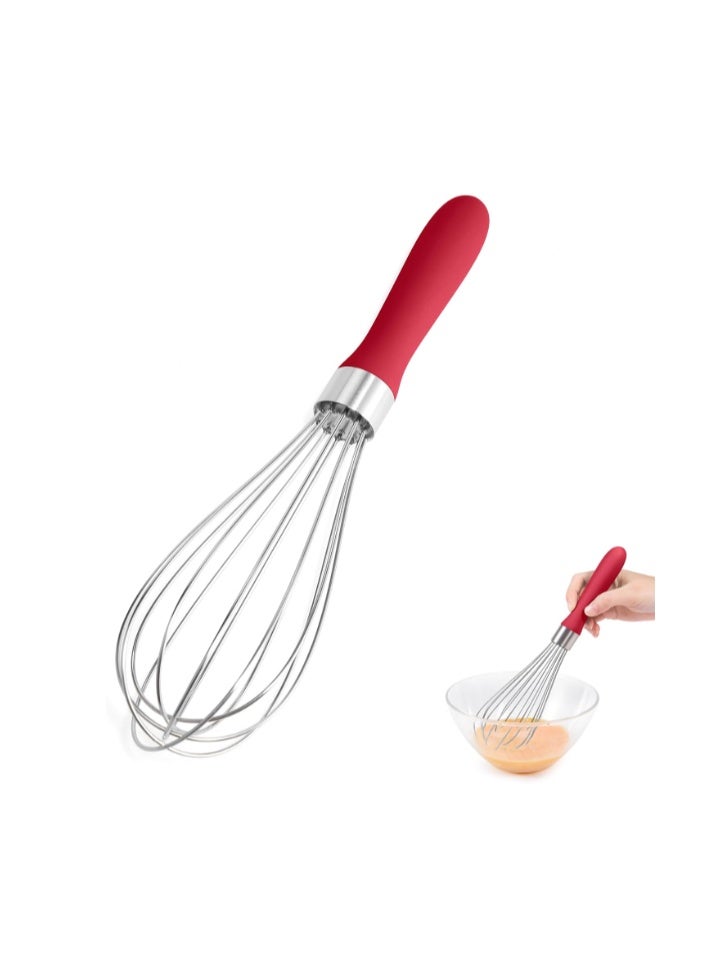 Doosu 18/8 Stainless Steel Kitchen Whisk, Doosu Metal Balloon Whisk Rust-Proof Egg Beater Manual Mixer with 12 High Flex Wires Ergonomic Silicone Hand for Easy Mixing, Blending, Beating, Baking - Image 1