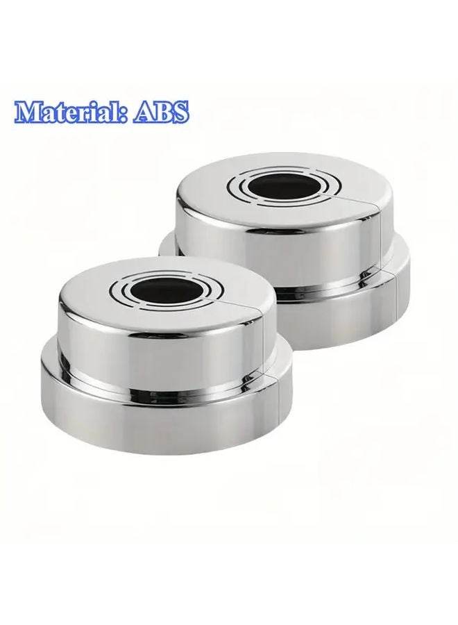 2Pcs Black Adjustable Split Escutcheon Plates No Drill ABS Plastic Pipe Wall Flange - Image 2