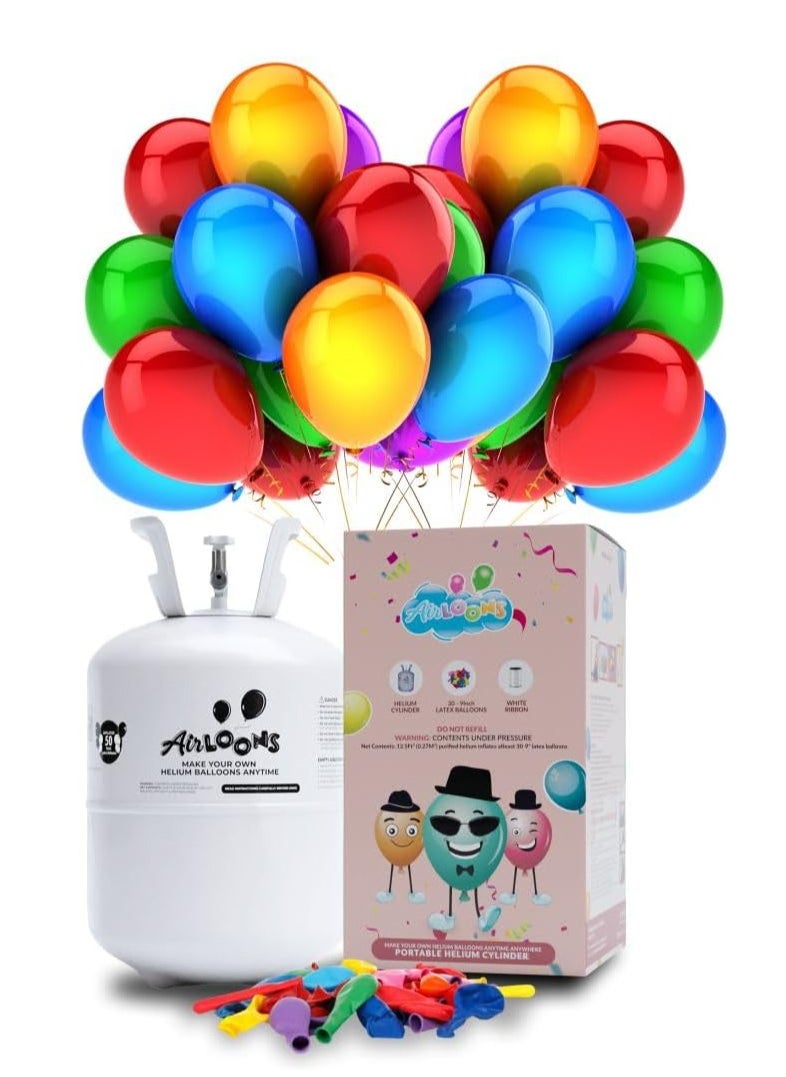 Airloons Airloons Portable Helium Balloon Kit Helium Tank With 30 Latex Balloons  - Image 1