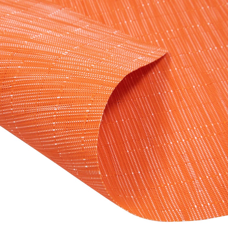 SHACOS SHACOS Round Table Placemats Set of 4 Wedge Placemats Heat Resistant Woven Vinyl Table Mats Wipe Clean (4  Orange)  - Image 2