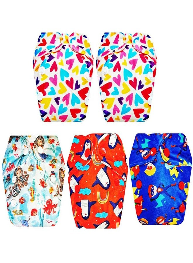 Dumbledo Premium Newborn Cloth Diaper with Integrated Soaker (Pack of 5) | Dry Feel and Comfortable | Breathable | Adjustable Snaps | Worry-Free Diapering | 0 - 4 Months | Unisex Baby - Image 1