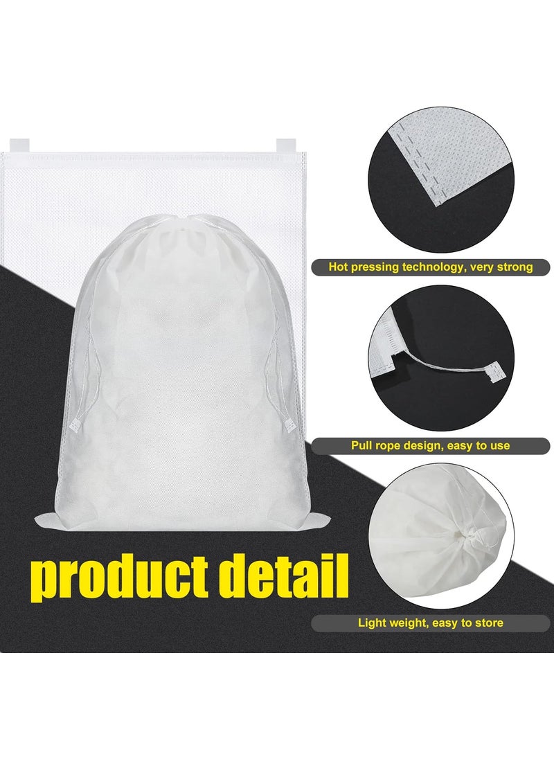 Woanger Woanger 40 Pcs Dust Proof Drawstring Purse Storage Bag Breathable Non Woven Fabric Shoe Bag Dust Bags for Handbags Nonwoven Cloth Storage Pouch Cover for Shoe Boots Purse Travel Organizer White  - Image 4