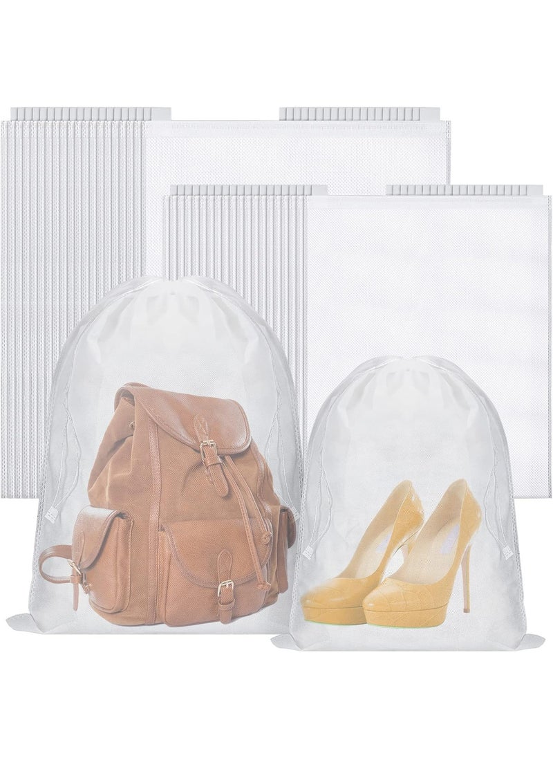 Woanger Woanger 40 Pcs Dust Proof Drawstring Purse Storage Bag Breathable Non Woven Fabric Shoe Bag Dust Bags for Handbags Nonwoven Cloth Storage Pouch Cover for Shoe Boots Purse Travel Organizer White  - Image 1