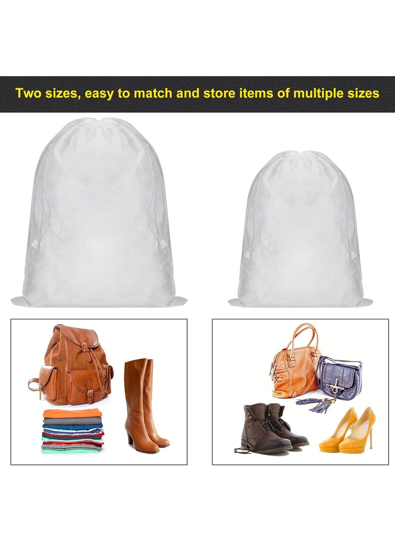 Woanger Woanger 40 Pcs Dust Proof Drawstring Purse Storage Bag Breathable Non Woven Fabric Shoe Bag Dust Bags for Handbags Nonwoven Cloth Storage Pouch Cover for Shoe Boots Purse Travel Organizer White  - Image 5