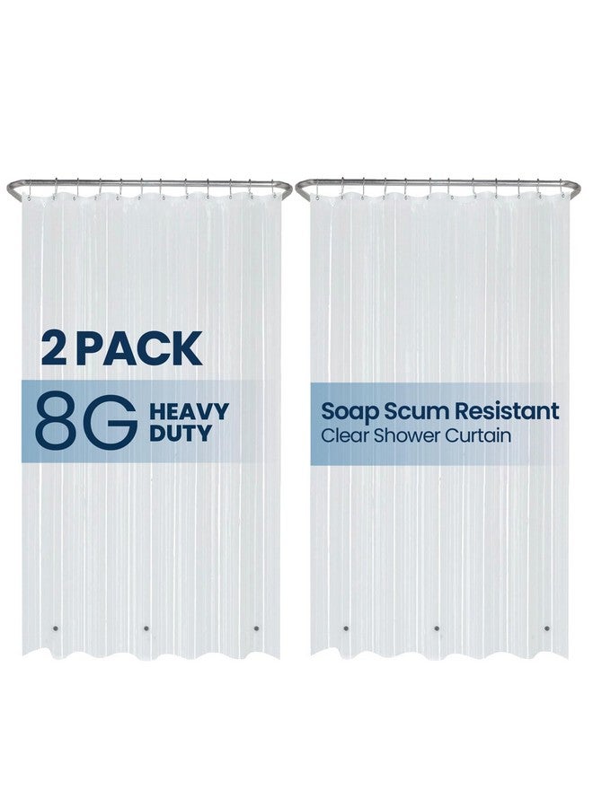 LiBa Waterproof Plastic Shower Curtain - Bathroom Shower Curtain Premium PEVA Non-Toxic with Rust Proof Grommets Frosted 8G Heavy Clear Duty Bathroom Accessories 72x72 2 Pack - Image 1