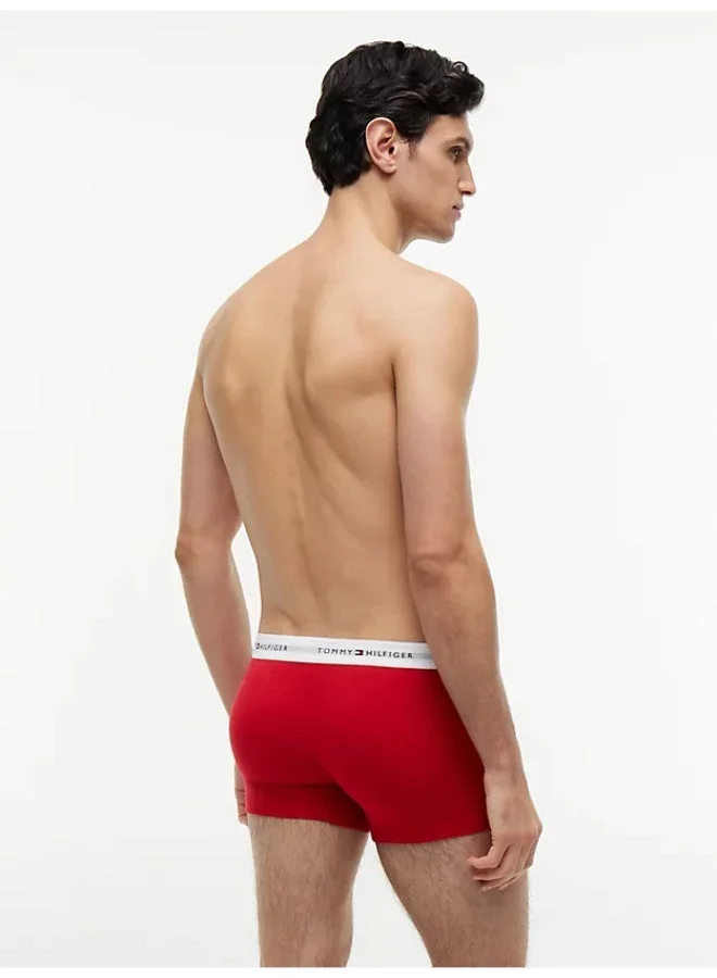 Tommy Hilfiger Primary Red/White/Desert Sky 3-Pack Signature Repeat Logo Waistband Trunks for Men | Best Price UAE