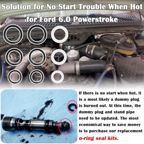 Sporthfish Stand Pipe and Front Port Plug Seal Kit O Ring Pipe Dummy Plug Seal Kit for Ford 2003-2007 6.0L Powerstroke Diesel F Series 2004-2010 E Series 9PCS - Image 2