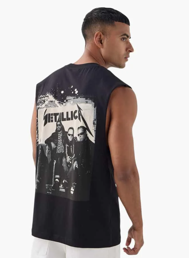 اس بي كاركترز Metallica Print Sleeveless T-shirt