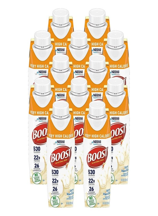 Boost Very High Calorie Nutritional Drink Very Vanilla, Made with Natural Vanilla Flavor & No Artificial Flavors, Colors & Sweeteners, 8 FL OZ (Pack of 12) - Image 1