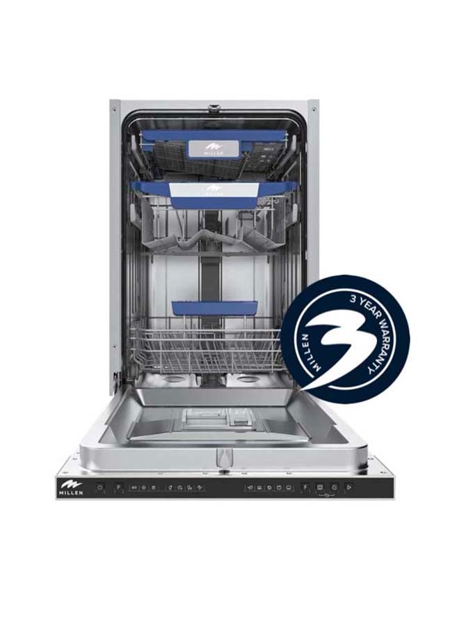 MILLEN Built-in Dishwasher 45cm - Compact and Efficient, Auto Open, Indicator,AquaStop, 3Y Warranty, MDW 45731 Stainless steel - Image 1