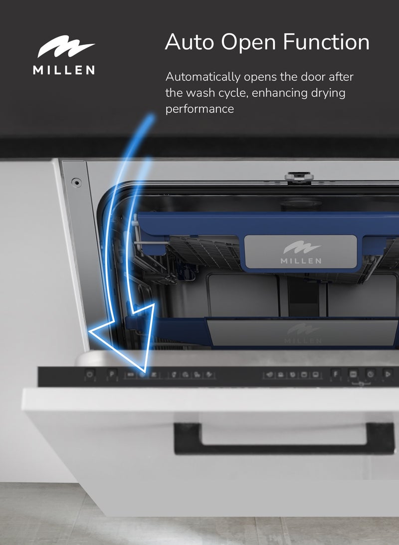 MILLEN Built-in Dishwasher 45cm - Compact and Efficient, Auto Open, Indicator,AquaStop, 3Y Warranty, MDW 45731 Stainless steel - Image 3