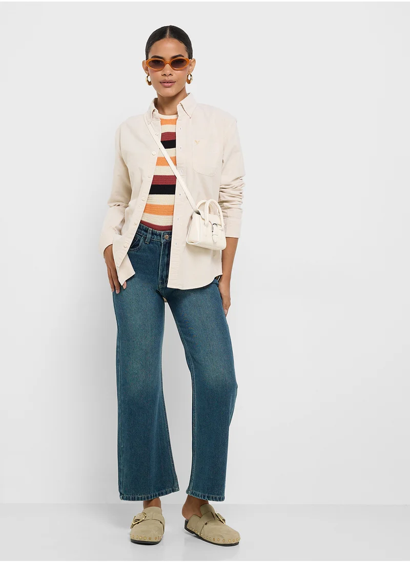 Ginger Mid Rise Wide Leg Ankle Length Jeans