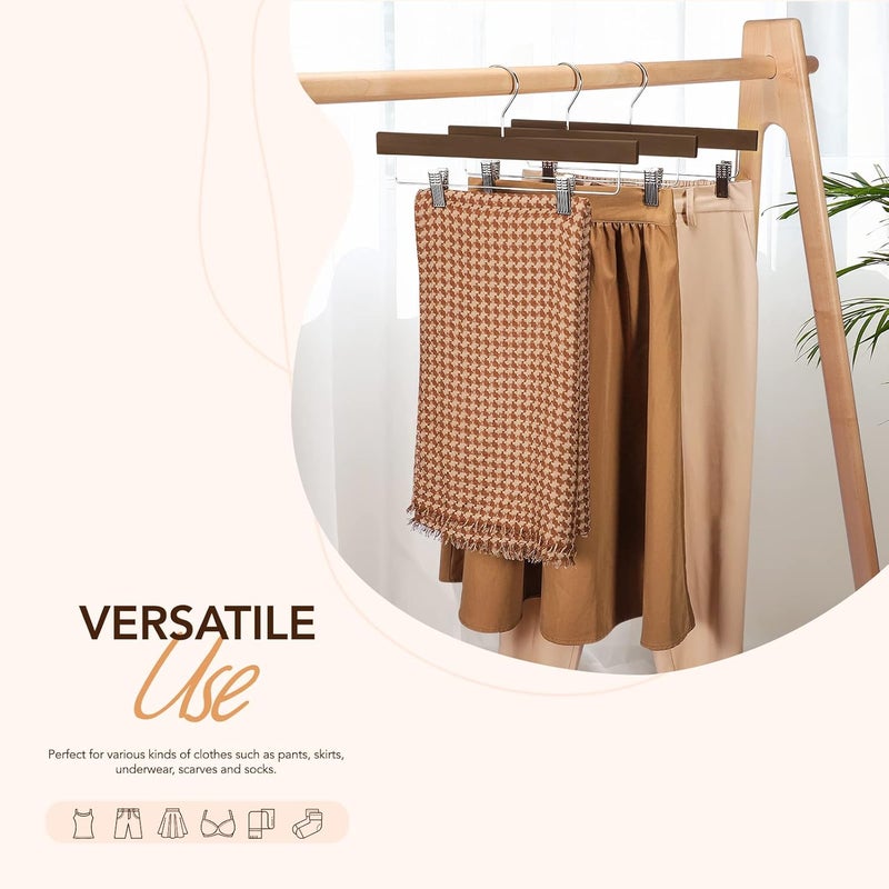 HOUSE DAY Wooden Pants Hangers with Clips - 10 Pack - Image 2