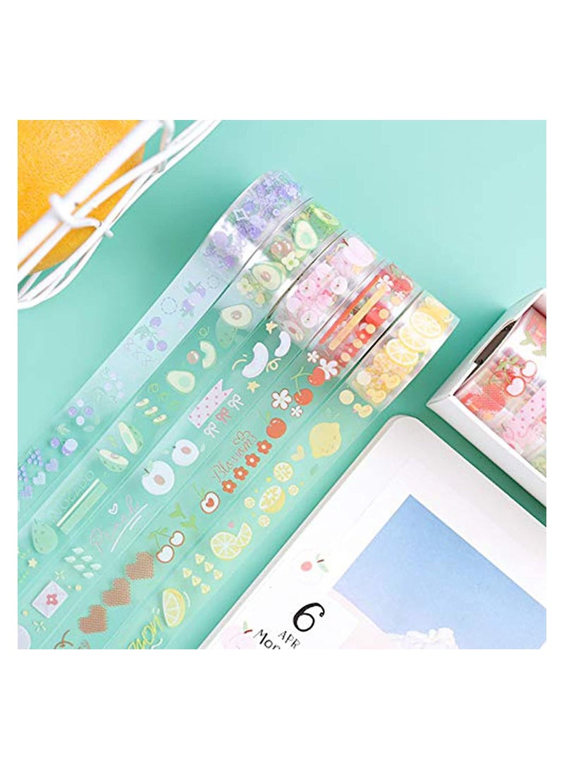 Washi Tape Set, Creative DIY Scrapbooking Decoration, Gift Wrapping and Craft Sticky Adhesive Paper Masking Tape, Waterproof Plastic Tape, Gift for Scrapbook, Journal, Planner Arts Crafts (10 Rolls) - Image 1