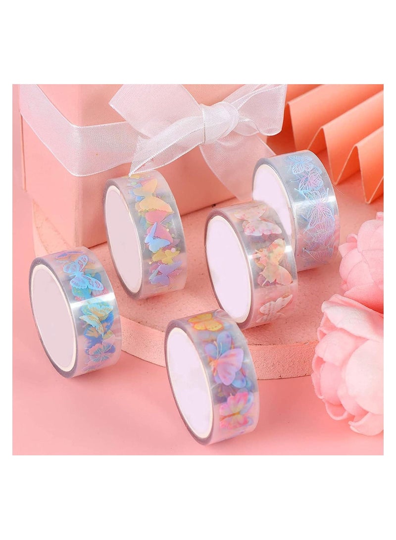 Washi Tape Set, Creative DIY Scrapbooking Decoration, Gift Wrapping and Craft Sticky Adhesive Paper Masking Tape, Waterproof Plastic Tape, Gift for Scrapbook, Journal, Planner Arts Crafts (10 Rolls) - Image 5
