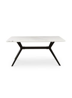 DANUBE HOME Calus 6-Seater Dining Table Sturdy Kitchen Dining Table Modern Design Furniture For Home Dining Room- Sintered Stone - Milky White / Black - With 2-Year Warranty  - Image 1