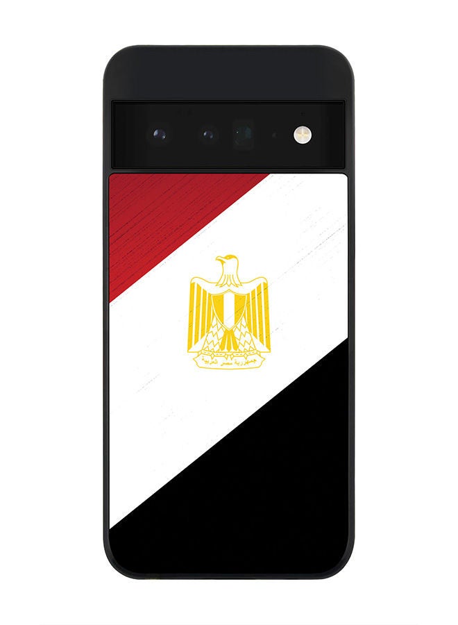 Stylizedd حافظة حواف سوداء متينة لجوجل بيكسل 6 برو 5G، حافظة مرنة رقيقة من المطاط، غطاء TPU رقيق - علم مصر - Image 1