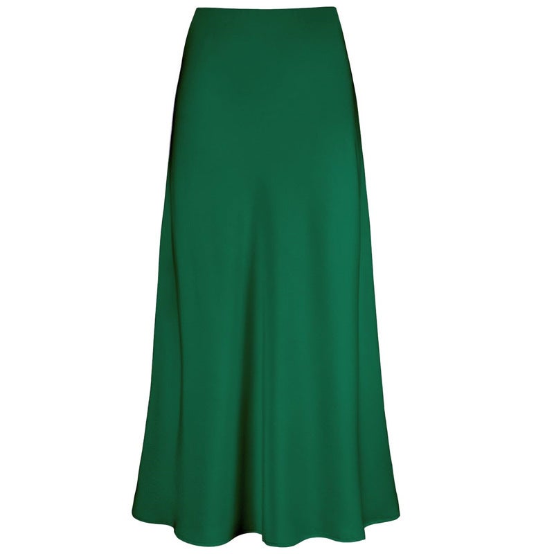Gentle Temperament Silky Texted Forged Surface Acetic Acid Vertical High Waist Fishtail Skirt For Women - Image 4