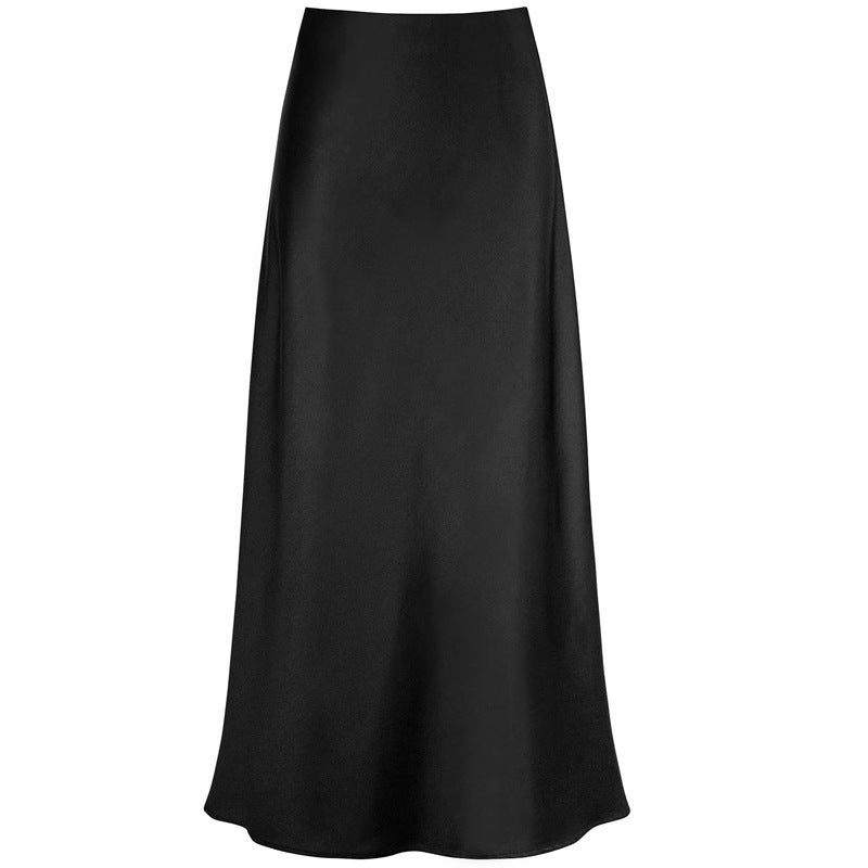 Gentle Temperament Silky Texted Forged Surface Acetic Acid Vertical High Waist Fishtail Skirt For Women - Image 5