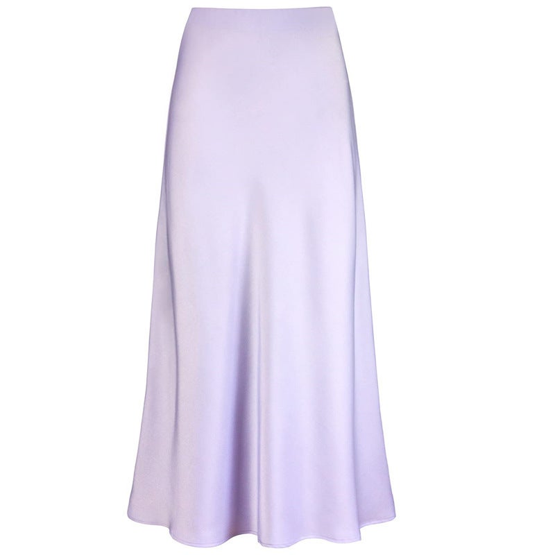 Gentle Temperament Silky Texted Forged Surface Acetic Acid Vertical High Waist Fishtail Skirt For Women - Image 3