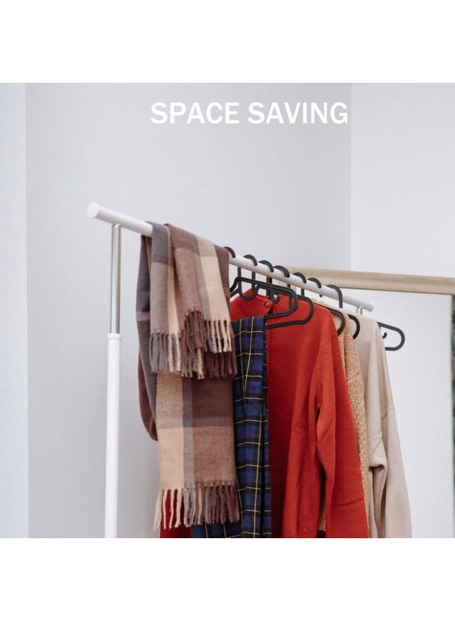 طقم شماعات وعلاقات ملابس بلاستيك قوية 10 قطع – شماعة هدوم مانعة للانزلاق لتنظيم خزانة ودولاب المنزل– علاقة هدوم متينة موفرة للمساحة للقمصان والبناطيل والفساتين – علاقات خزانة عالية الجودة لون أسود - Image 3