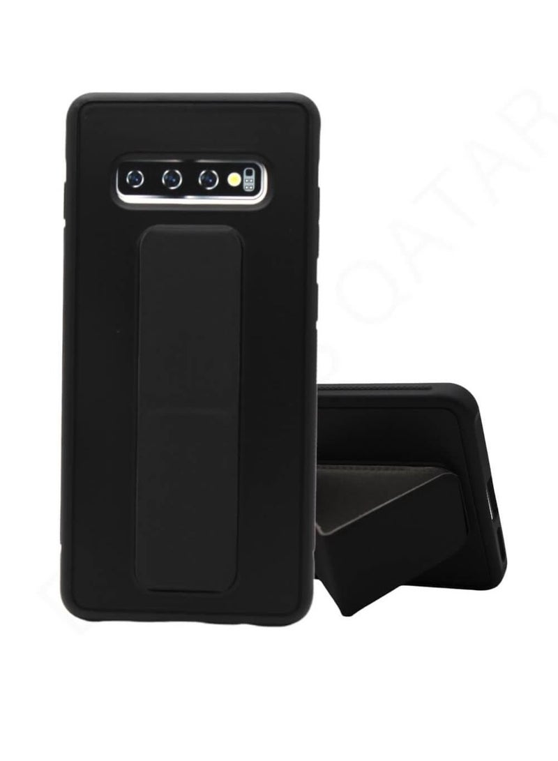 Magnetic Hand Grip Holder Case For Samsung Galaxy S10 Plus Cover Car Mount Kickstand Case Finger Strap Cover for Samsung Galaxy S10 Plus Black
