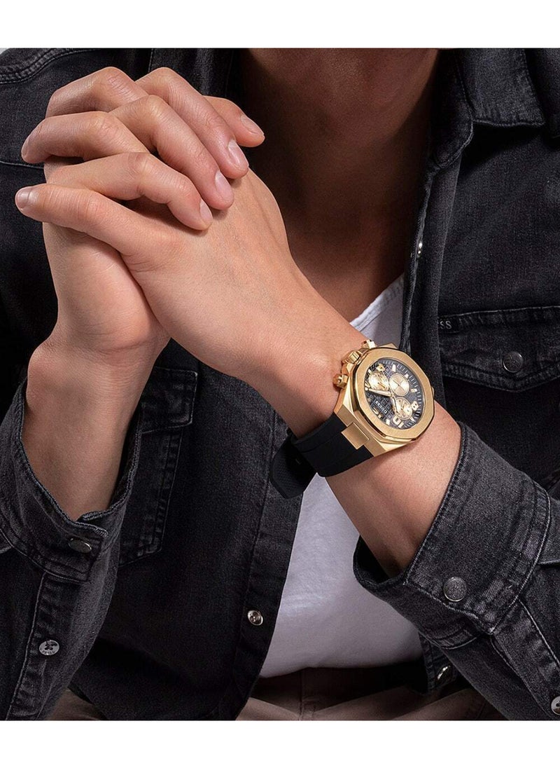 GUESS - Men's Black Gold Two-Tone Multi-function Watch - GW0583G2 - Image 1