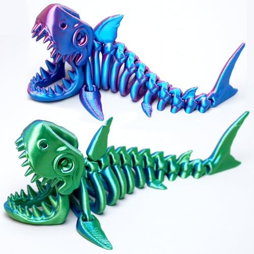 LUYUCUBE 2PCS 3D Printed shark ModelFlexible Realistic Articulated Animal Fidget ToysMystery Figurines Gifts for EasterExecutive Desk Funny Dcor and Festival CollectibleEaster Basket Stuffers RBGB - Image 1