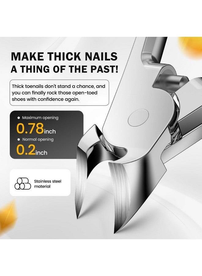 BEZOX Stainless Steel Toenail Clippers For Thick Toenails - Comfortable Rebound Thick Spring Toe Nails Clipper For Thick Nails For Seniors, Precision Fingernail Clippers For Men And Women - Silver - Image 2