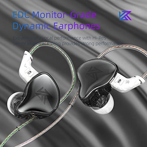 KZ EDC in-Ear Monitors, HiFi Stereo Stage/Studio IEM Wired Noise Isolating Sport Earphones/Earbuds/Headphones with Detachable Cable for Musician Audiophile (Without Mic, Black) - Image 2