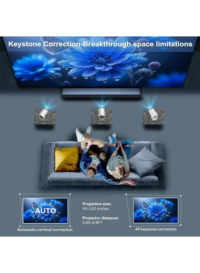 Mini Portable Projector 4K Support – 1080P Full HD – Android 11 Compatible – Wi-Fi 6 & Bluetooth 5.0 – 180° Rotation – Auto Keystone – Home Theater Display - Image 5