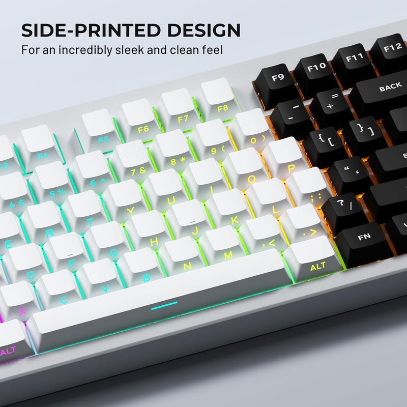 SDYZ XVX White Keycaps - Side Print PBT Keycap Set, Double Shot Shine Through Custom Keycaps, PBT Keycaps Cherry Profile 132 Keys, Minimalist Style Phantom Keyboard Keycap for Mechanical Keyboards - Image 2