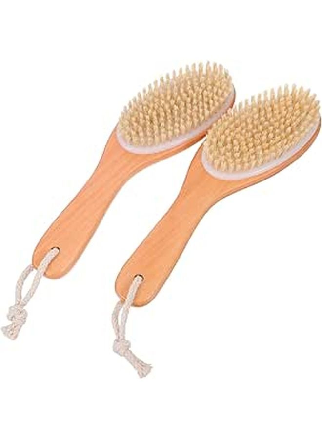 Long Handle Body Scrubber Brush with Natural Boar Bristles for Exfoliating and Deep Cleansing - Image 1