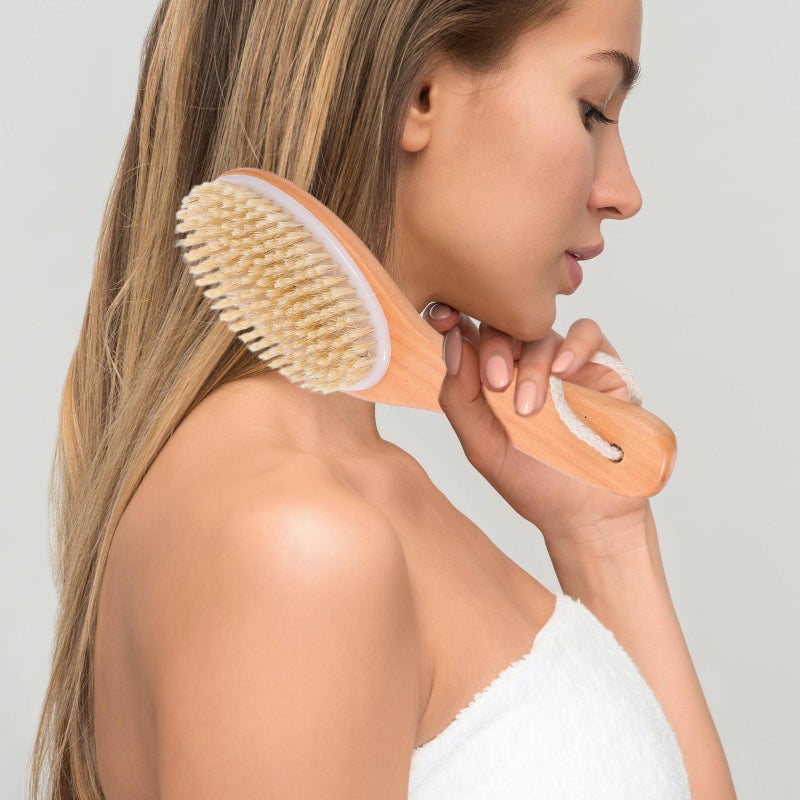 Long Handle Body Scrubber Brush with Natural Boar Bristles for Exfoliating and Deep Cleansing - Image 5