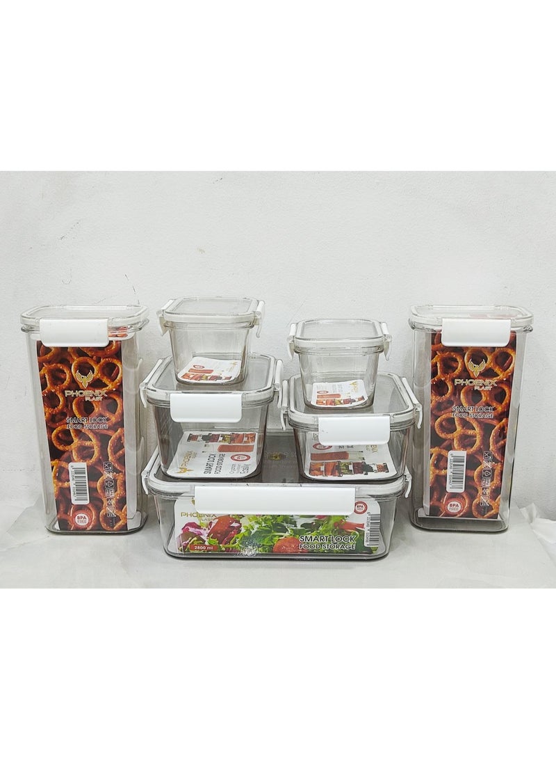 Phoenix Acrylic Pulse Storage Canister Set 7 Pieces Airtight High Quality Food Storage Containers to Keep Food Fresh and Organized - Image 1