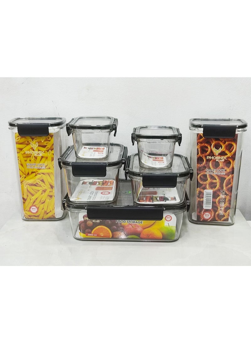 Phoenix Acrylic Pulse Storage Canister Set 7 Pieces Airtight High Quality Food Storage Containers to Keep Food Fresh and Organized - Image 2