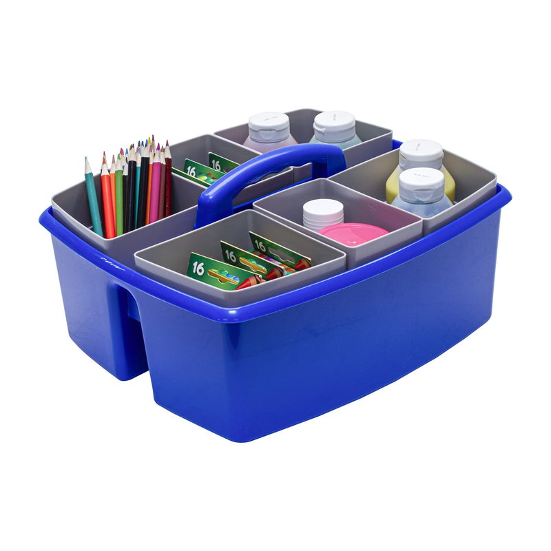 Storex Large Classroom Caddy with Cups, 13 x 11 x 6.575 Inches, Blue, Case of 2 (00985U02C) - Image 3