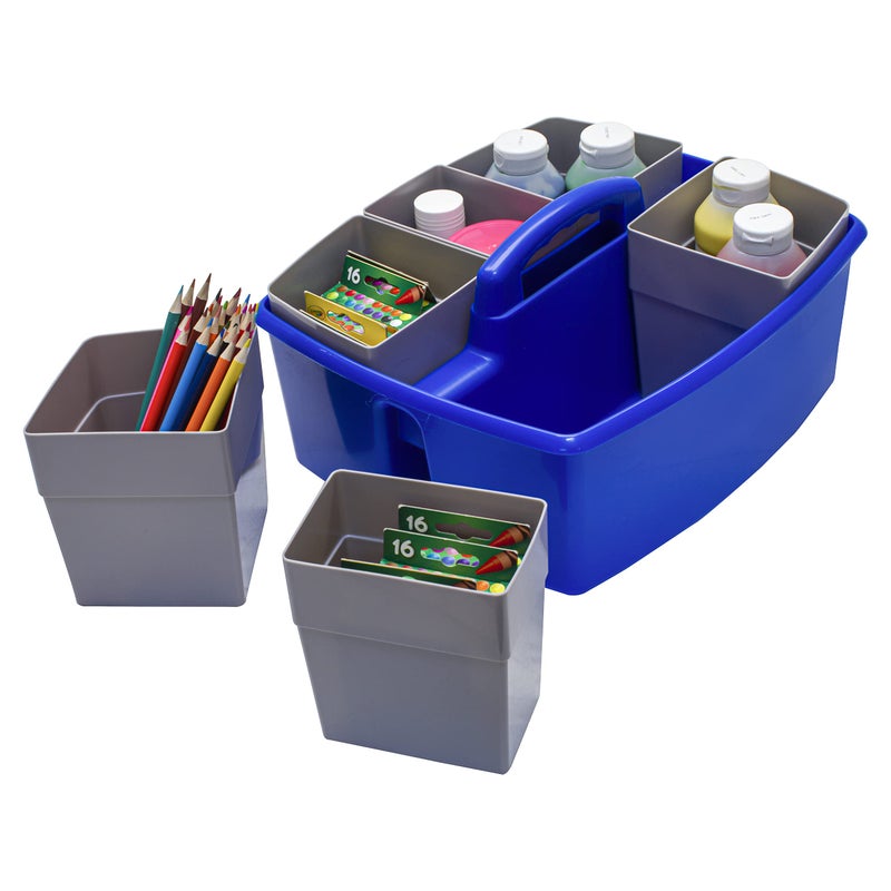 Storex Large Classroom Caddy with Cups, 13 x 11 x 6.575 Inches, Blue, Case of 2 (00985U02C) - Image 5