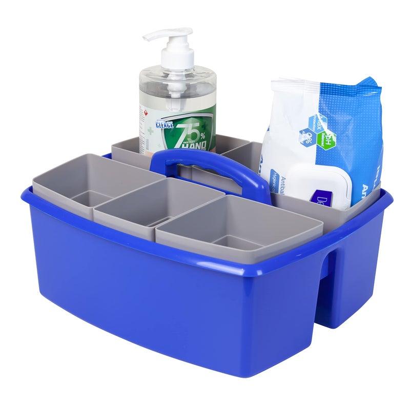 Storex Large Classroom Caddy with Cups, 13 x 11 x 6.575 Inches, Blue, Case of 2 (00985U02C) - Image 4