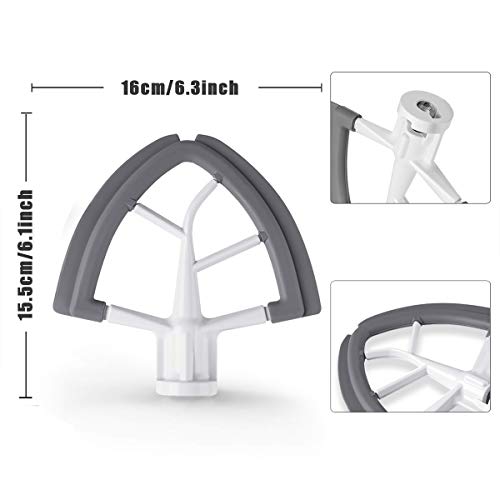 Vaxaape Flex Edge Beater for KitchenAid,Mixer Attachement Compatible With KitchenAid,Mixer Accessory,Fits Tilt-Head Stand Mixer Bowls For 4.5-5 Quart Bowls,Beater With Silicone Edges,Grey - Image 2