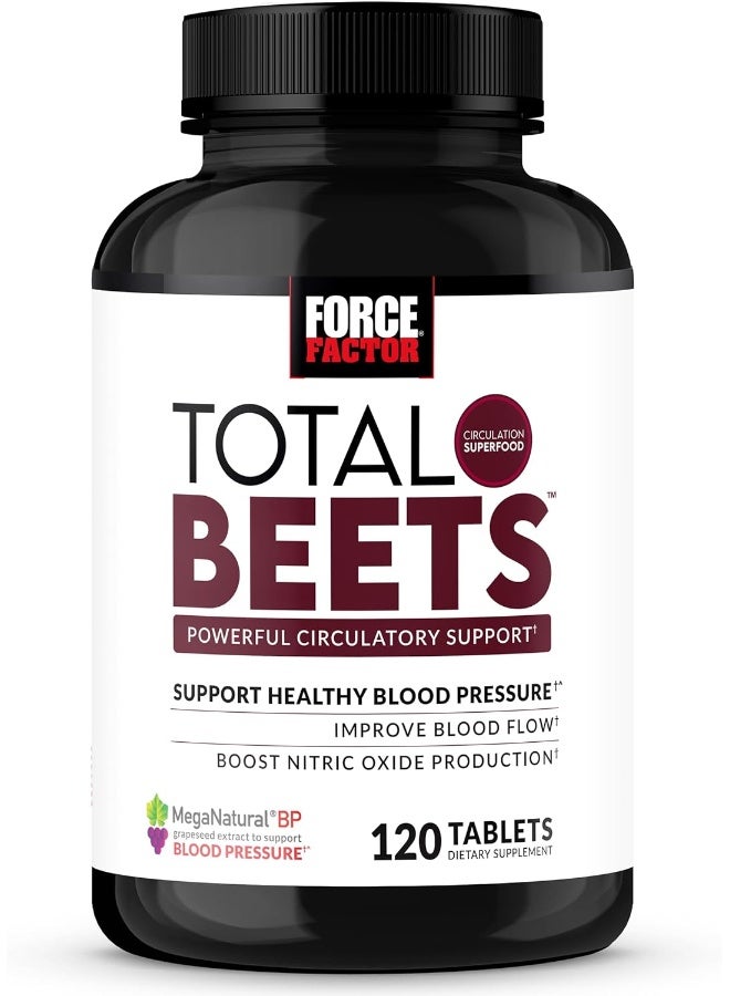 Force Factor مكمل دعم ضغط الدم توتال بيتس مع النترات ومستخلص بذور العنب لتعزيز أكسيد النيتريك، والدورة الدموية، وصحة القلب، 120 حبة - Image 1