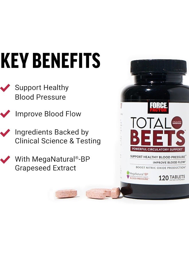Force Factor مكمل دعم ضغط الدم توتال بيتس مع النترات ومستخلص بذور العنب لتعزيز أكسيد النيتريك، والدورة الدموية، وصحة القلب، 120 حبة - Image 2