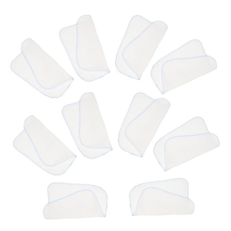Milisten 10Pcs Blue Pure Cotton Gauze Handkerchiefs Soft Washcloths Absorbent Facial Towels - Image 1