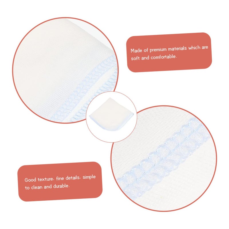 Milisten 10Pcs Blue Pure Cotton Gauze Handkerchiefs Soft Washcloths Absorbent Facial Towels - Image 3