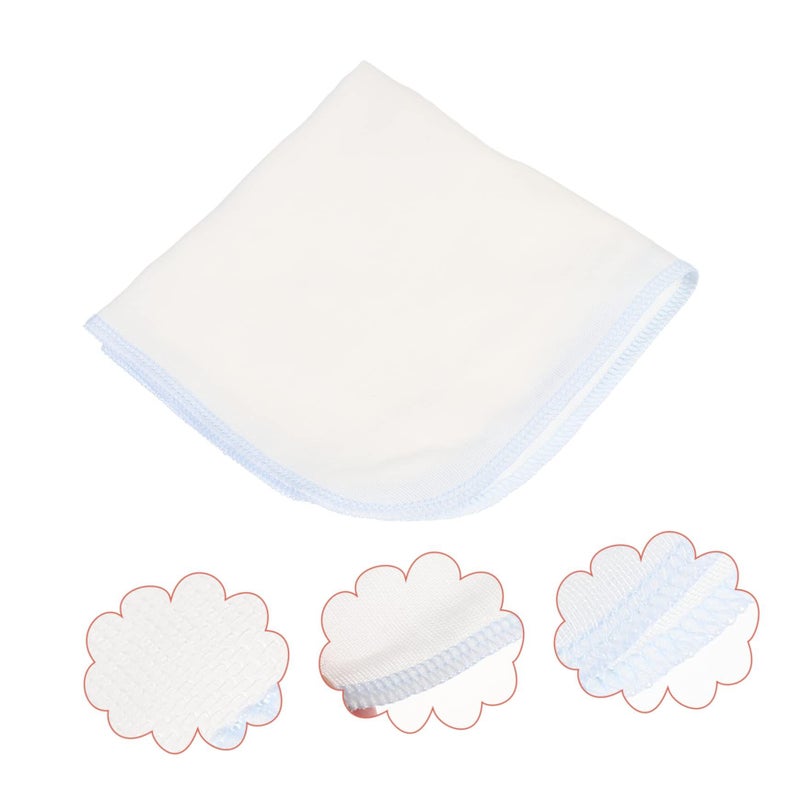 Milisten 10Pcs Blue Pure Cotton Gauze Handkerchiefs Soft Washcloths Absorbent Facial Towels - Image 5