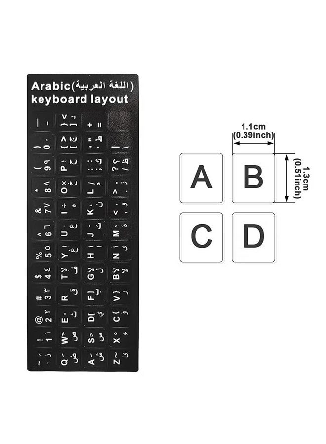 واي جيه ملصقات لوحة مفاتيح إنجليزية وعربية (عدد 2) مقاومة للغبار والماء، ملصقات بديلة لرموز لوحة المفاتيح الإنجليزية والعربية لأجهزة الكمبيوتر المحمولة والمكتبية - (2 قطعة باللونين الأبيض والأسود) - Image 3