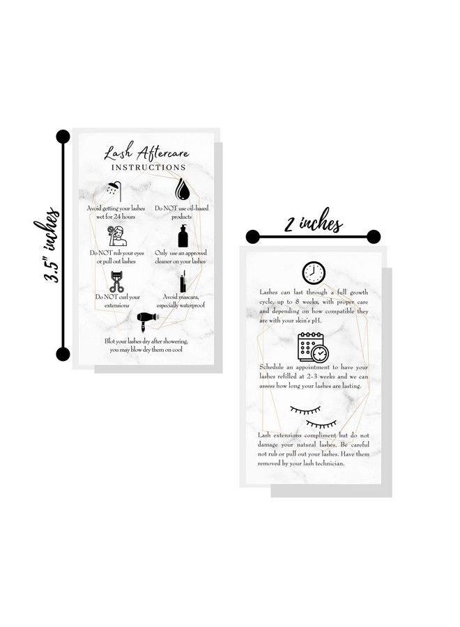 Boutique Marketing LLC Lash Extension Aftercare Instructions Cards ; 50 Pack ; Double Sided Size 3.5 X 2" Inches After Care (2 3 Week Fillers) ; Marble Look With Gold Geometric Shape Design - Image 4